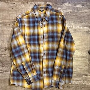 Eddie Bauer Men's Casual Plaid Shirt in Blue and Yellow